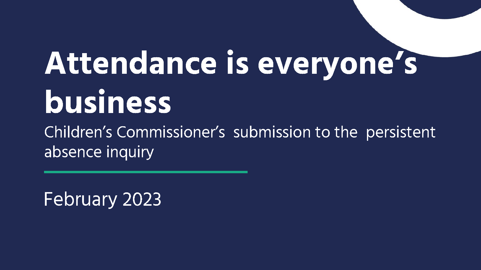 Attendance is everyone's business | Children's Commissioner for England